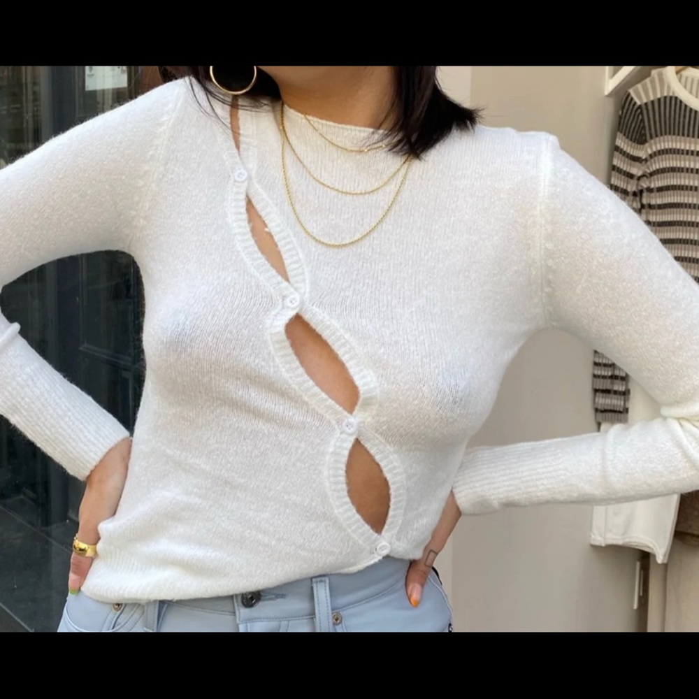 Asymmetrical ivory cardigan small vintage